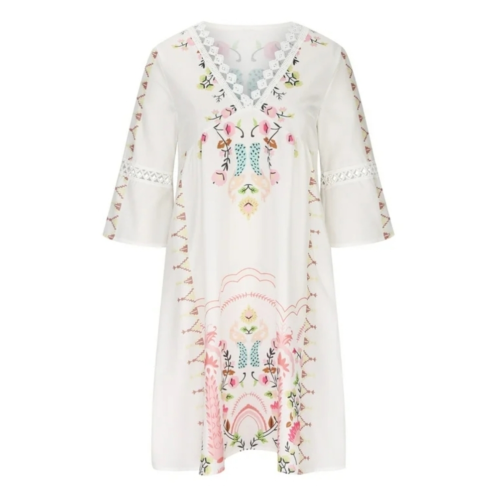 Floral Embroidered White Dress